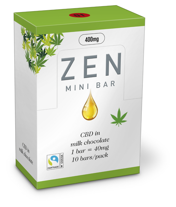 Pack of 10 Milk chocolate CBD Infused mini bars (10 x 40mg CBD) [400mg] [20mg/£ - 31mg/£]